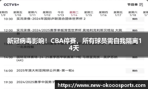 新冠病毒影响！CBA停赛，所有球员需自我隔离14天